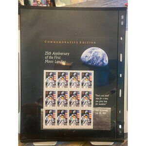25th Anniversary First Moon Landing USPS 29 Cent Commemorative Stamp Sheet